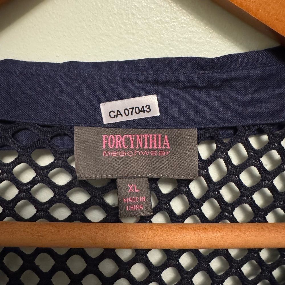 For Cynthia Navy Mesh Beachwear Top - Picture 4 of 6